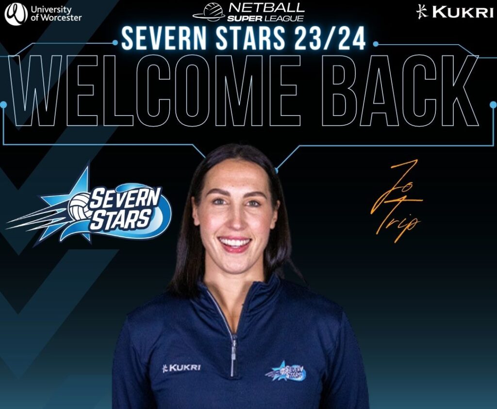 Jo Trip Defence Severn Stars Netball Team